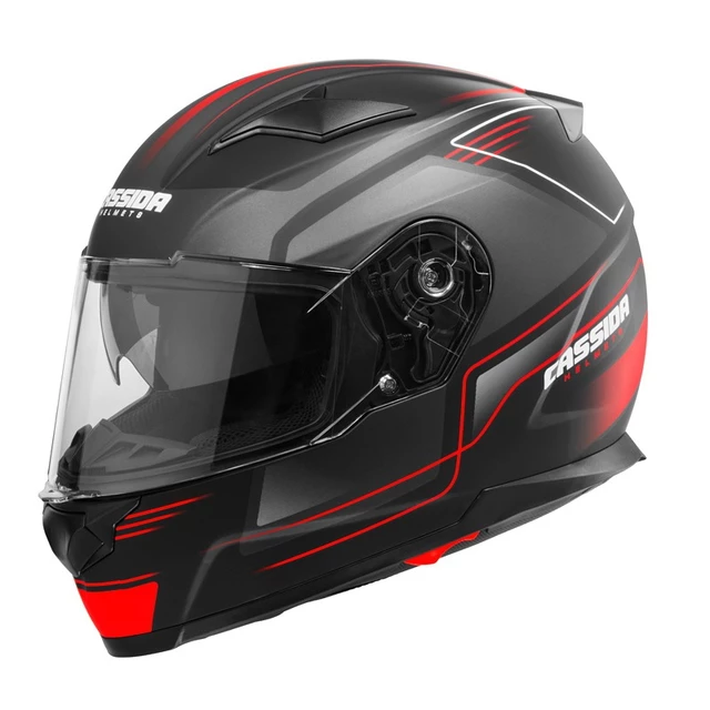 Moto prilba Cassida Apex Fusion - S (55-56) - čierna matná/červená fluo/biela