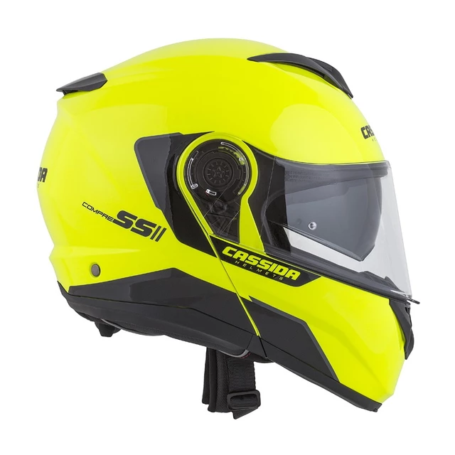 Motorcycle Helmet Cassida Compress 2.0 Refraction - Black Matte/Grey/Fluo Yellow