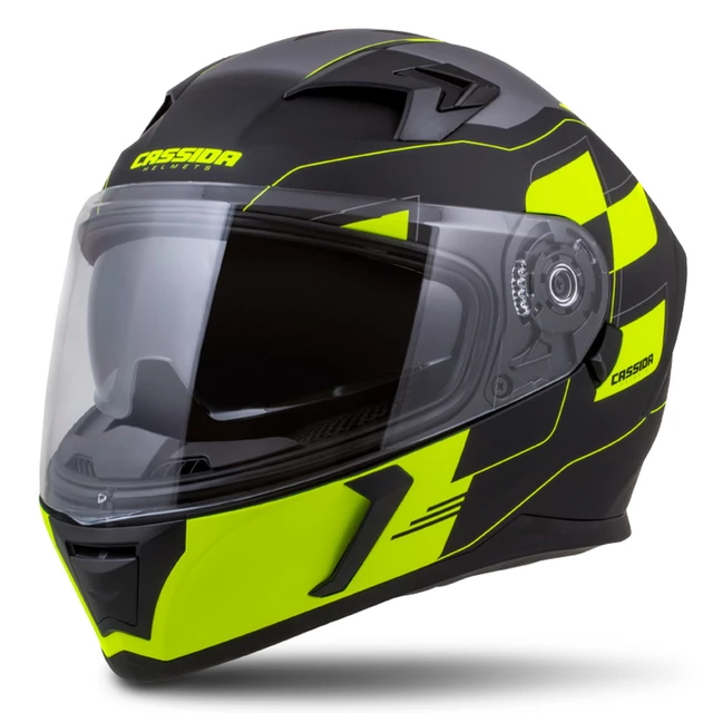 Motorcycle Helmet Cassida Integral 3.0 RoxoR - Matt Black/White/Grey - Matt Black/Fluo Yellow/Grey