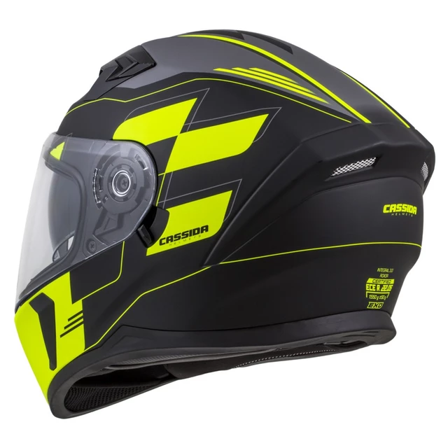 Cassida Integral 3.0 RoxoR Motorradhelm - schwarz matt/gelb hivis/grau