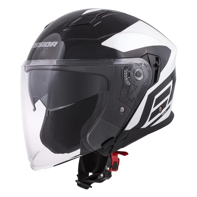 Motorcycle Helmet Cassida Jet Tech Corso - Black Matt/Fluo Yellow - Black/White