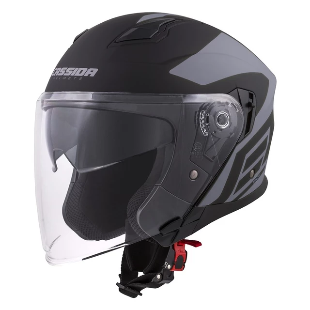 Cassida Jet Tech Corso Motorradhelm - schwarz/weiss - black matt/grau