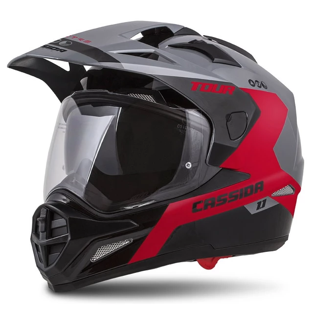 Motorcycle Helmet Cassida Tour 1.1 Spectre - Grey/Light Grey/Fluo Yellow/Black - Grey/Red/Black
