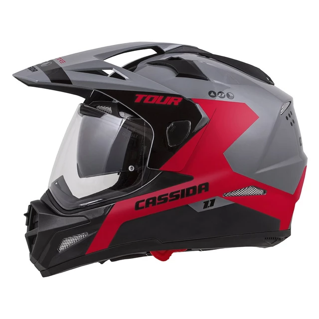 Motorcycle Helmet Cassida Tour 1.1 Spectre - Grey/Light Grey/Fluo Yellow/Black