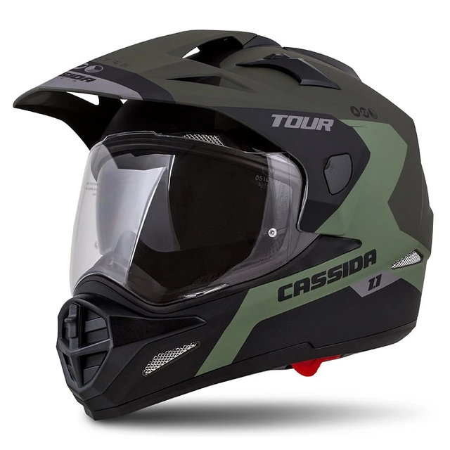 Motorcycle Helmet Cassida Tour 1.1 Spectre - Grey/White/Black - Matt Army Green/Grey/Black