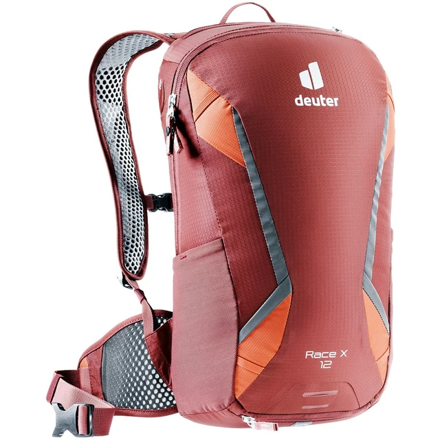 Cycling Backpack Deuter Race X - Black - Redwood-Paprika