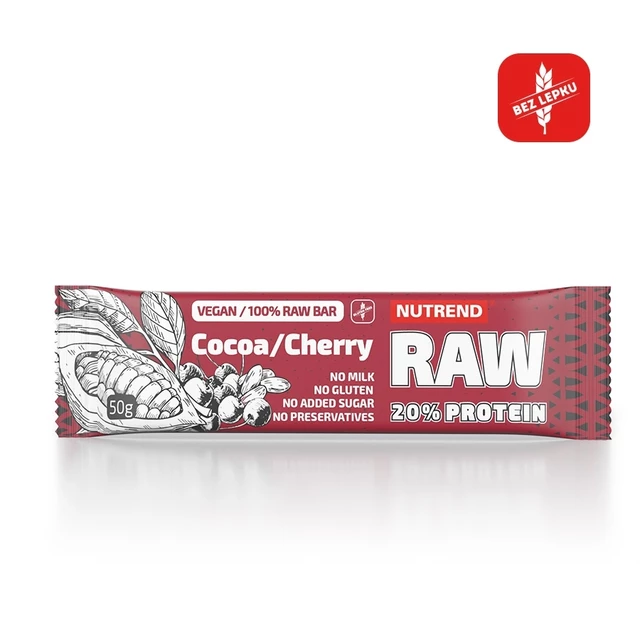 Proteinová tyčinka Nutrend Raw Protein Bar 50g - kakao + čerešňa