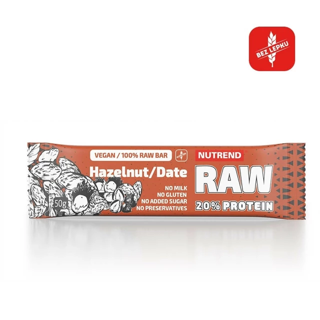 Proteinová tyčinka Nutrend Raw Protein Bar 50g - lískový ořech + datle