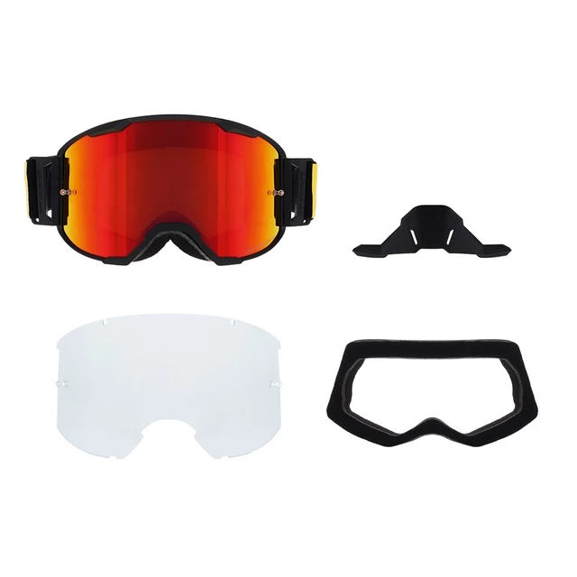 Motocross Goggles Red Bull Spect Strive Panovision, Matte Black, Red Mirrored Lens