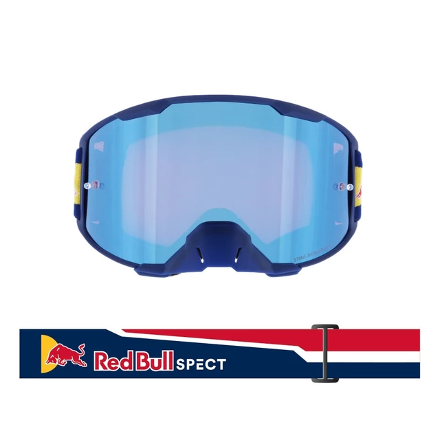 Motocross Goggles Red Bull Spect Strive, Matte Blue, Blue Mirrored Lens