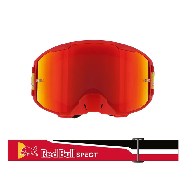 Motocross Goggles Red Bull Spect Strive, Matte Red, Red Mirrored Lens