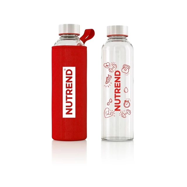 Sklenená fľaša Nutrend s termoobalom 800 ml - červená