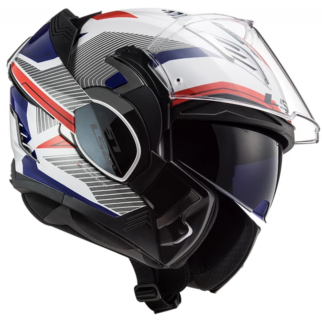 Flip-Up Motorcycle Helmet LS2 FF900 Valiant II Revo P/J - White Red Blue