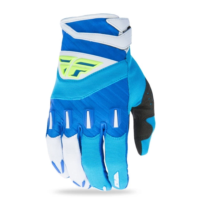 Motocross Gloves Fly Racing F-16 XVII - Black/White - Blue/Fluo Yellow