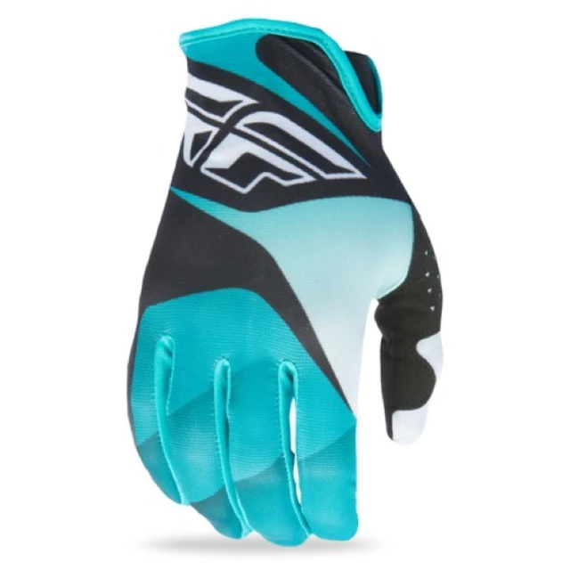 Motorcycle Gloves Fly Racing Lite XVII - Black/White/Turquoise