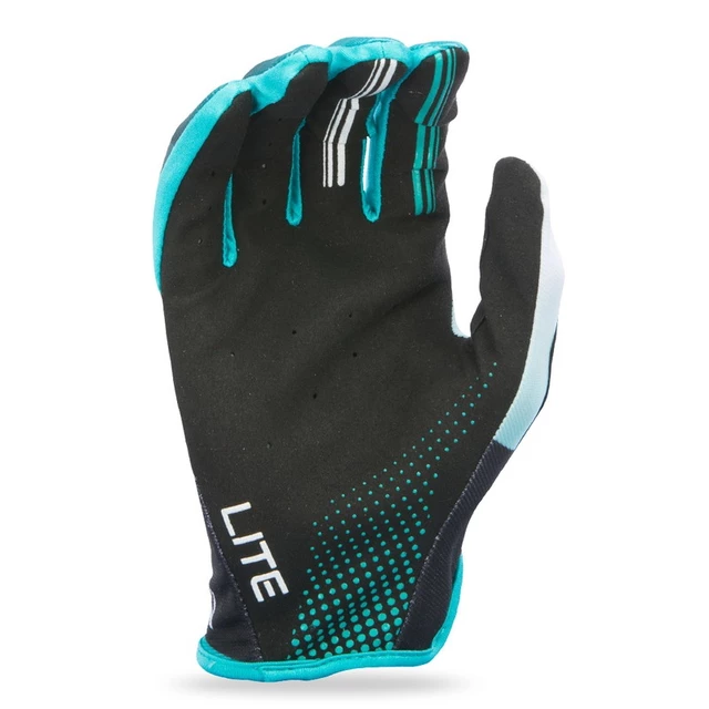 Motorcycle Gloves Fly Racing Lite XVII - Black/White/Turquoise