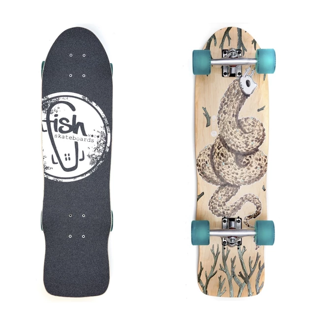 Fish Old School Cruiser Seadragon 32" Mini Longboard - Silver-Transparent Green - Silver-Transparent Green