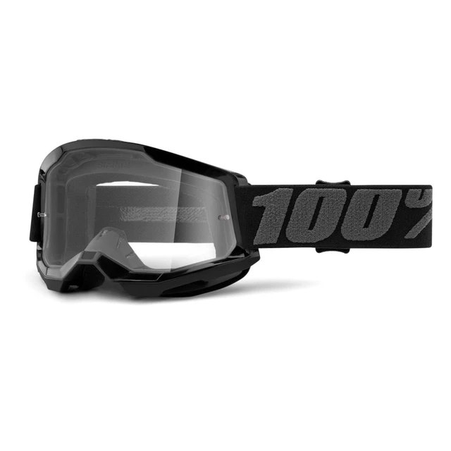 Motocross Goggles 100% Strata 2 - Black, Clear Plexi
