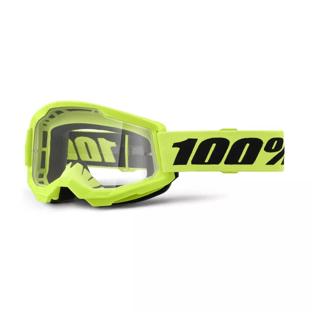 Children’s Motocross Goggles 100% Strata 2 Youth - neon žlutá, čiré plexi - neon žlutá, čiré plexi