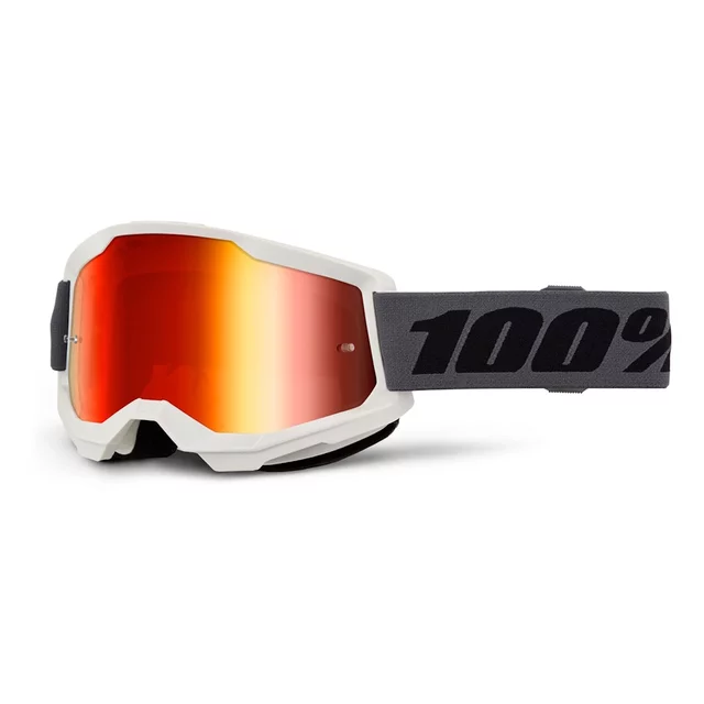 Motokrosové brýle 100% Strata 2 New Mirror - Šedé, červené plexi - Šedé, červené plexi