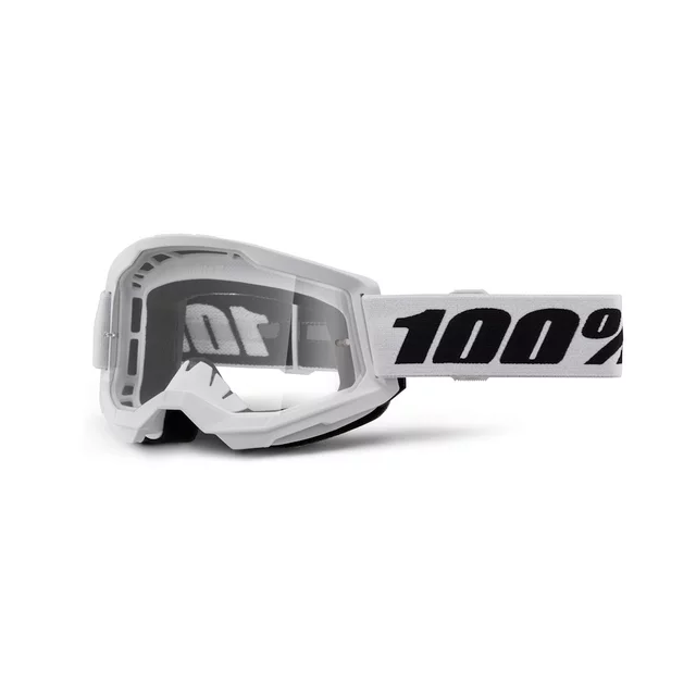 Motocross szemüveg 100% Strata 2 New - Neon Sárga, átlátszó plexi