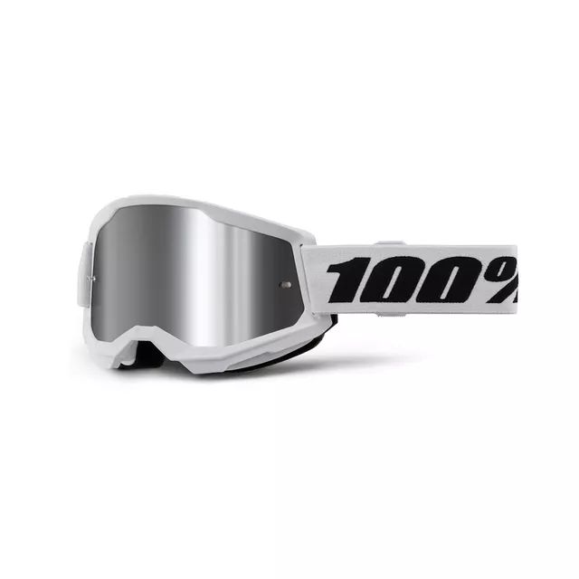 Motokrosové brýle 100% Strata 2 New Mirror - Modré, červené/modré plexi - Bílé, stříbrné plexi