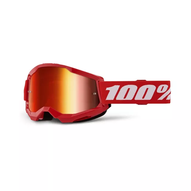 Motokrosové brýle 100% Strata 2 New Mirror - Modré, červené/modré plexi - Červené, červené plexi