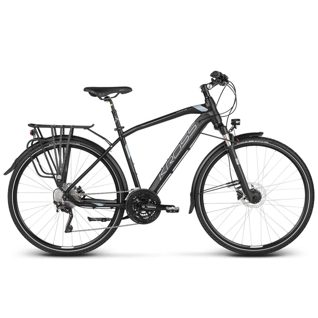 Pánsky trekingový bicykel Kross Trans 10.0 28" - model 2020 - čierna/kovová/strieborná - čierna/kovová/strieborná