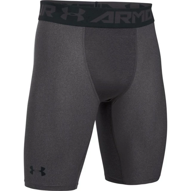 Pánske kompresné boxerky Under Armour HG Armour 2.0 Long Short - White - Carbon Heather /  / Black