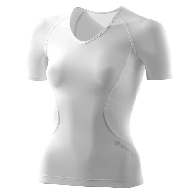 A400 Women's Compression Top with V Neck - Black - White