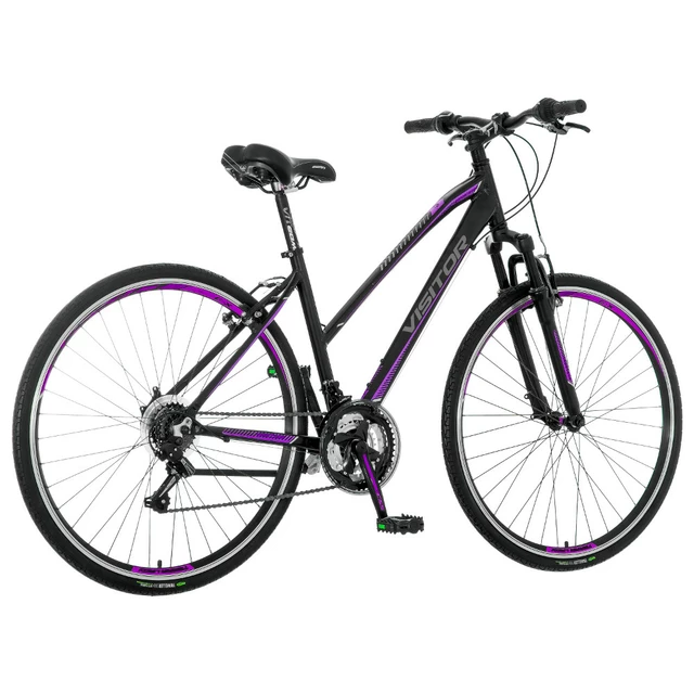 Dámsky crossový bicykel Visitor Terra 28" 6.0 - čierno-tyrkysová