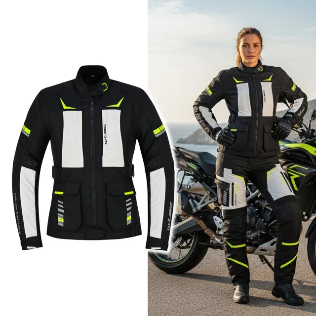 Dámská moto bunda W-TEC Warao Lady - černá-fluo - černá-fluo