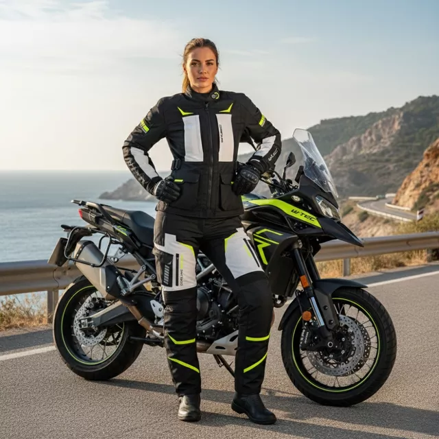 Dámská moto bunda W-TEC Warao Lady - černá-fluo