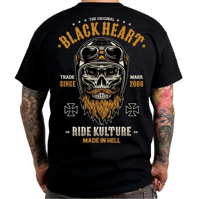 Koszulka na motor BLACK HEART Whiskery - Czarny