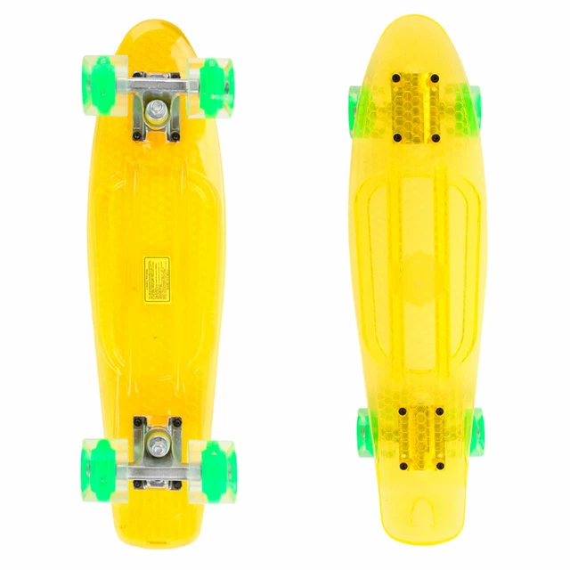 Penny board Maronad Retro Transparent se svítícími kolečky - žlutá