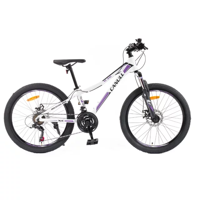 Juniorské kolo Canull XC 241 24" - model 2026 • 137-152 cm - černá/bílá - bílá/fialová