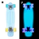 Glow-in-the-Dark Pennyboard WORKER Lumy 22ʺ - Pink - Blue with Colourful Wheels