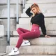 Women’s Leggings Boco Wear Burgund Plain Push Up - Pink