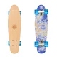 Penny Board Fish Classic Wood - Bird - Flowers-Silver-Transparent Blue