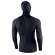 Motorrad Thermoshirt mit Rebelhorn Therm II 2in1 Long Sleeve Kapuze - schwarz-grau