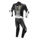 One-Piece Motorcycle Leather Suit Alpinestars Missile 2 Ignition Metallic Gray/Black/Yellow/Fluo Red