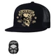 Snapback Hat BLACK HEART Devil Skull Trucker - Black - Black