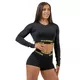 Dámsky crop top s dlhým rukávom Nebbia INTENSE Perform 839 - Black/Gold