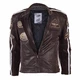 Leather Moto Jacket BOS 2058 Brown - S