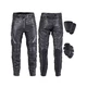 Leather Motorcycle Pants W-TEC Vilglen - Black - Black