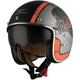 Motorcycle Helmet Vemar Chopper Rebel - Matt Black/Green/Cream - Matt Black/Orange/Silver