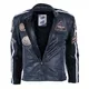 BOS 2058 Navy Herren Leder Motorradjacke