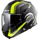 Flip-Up Motorcycle Helmet LS2 FF399 Valiant Lumen / H-V Yellow - Nucleus Black Glow Green - Line Matt Black H-V Yellow