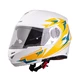 Flip-Up Motorcycle Helmet W-TEC Vexamo PI Graphic w/ Pinlock - White Graphic