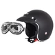 Motorcycle Helmet W-TEC YM-629 w/ Ageless Goggles - Black Glossy - Matte Black